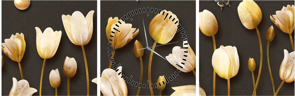 Kép - Tulipánok - absztrakt (órával) (90x30 cm)