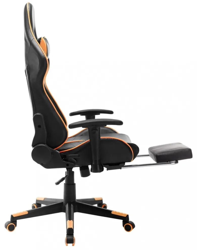 fekete és narancssárga műbőr gamer szék lábtámasszal