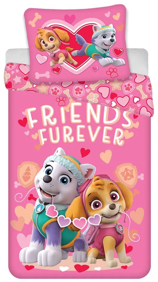 Mancs Őrjárat Friends Furever gyerek, ovis ágyneműhuzat 100×140cm, 40×45 cm