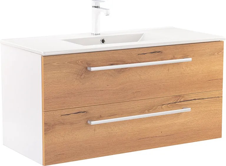 Vario Clam 100 alsó szekrény mosdóval fehér-tölgy