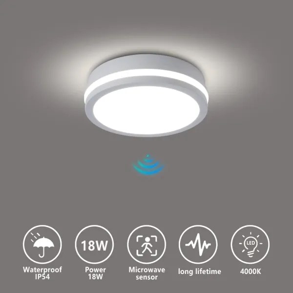Brilagi - LED kültéri lámpa mozgásérzékelővel BENE LED/18W/230V átm. 21,5 cm fehér IP54