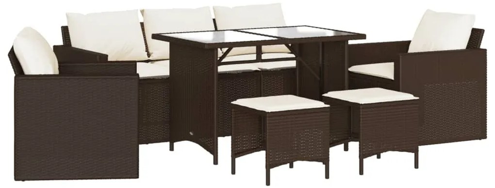 6 részes barna polyrattan kerti ülőgarnitúra párnával