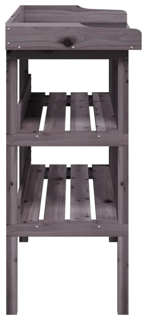 szürke tömör fenyőfa növénytartó asztal polcokkal 78x38x82,5 cm