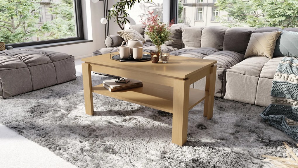 Mazzoni ASTI-R Oasis Tölgy - MODERN DOHÁNYZÓASZTAL BŐVÍTHETŐ ASZTALLAPPAL