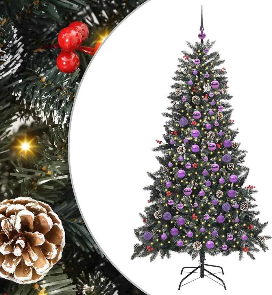 vidaXL Mű karácsonyfa 300 LED-del Zöld 180 cm PVC és Műanyag és Acél