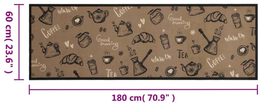barna reggeli mintás mosható bársony konyhaszőnyeg 60x180 cm