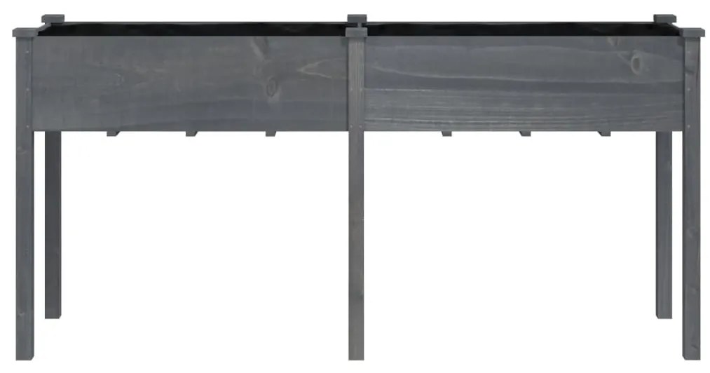 szürke tömör fenyőfa kerti ültetőláda béléssel 161x45x76 cm