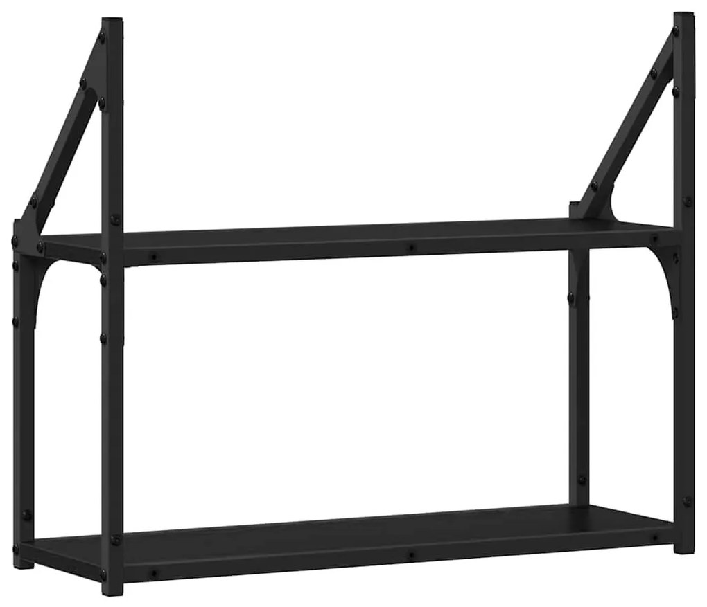 Falpolc polcokkal tárolóval Musta tammi 60 x 21 x 51 cm Faanyag