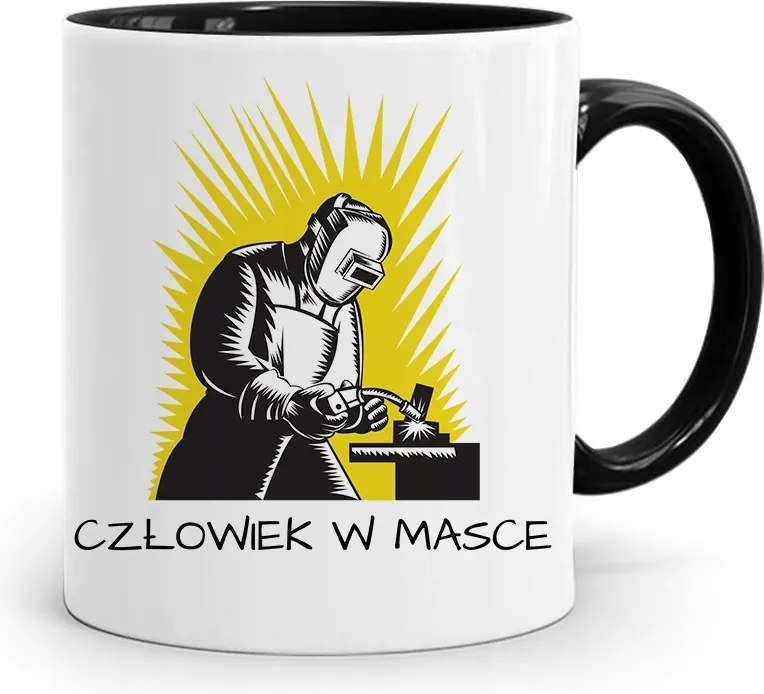 Bögre Fekete Ajándék Hegesztő Ember Maszkban, fényképes nyomtatással