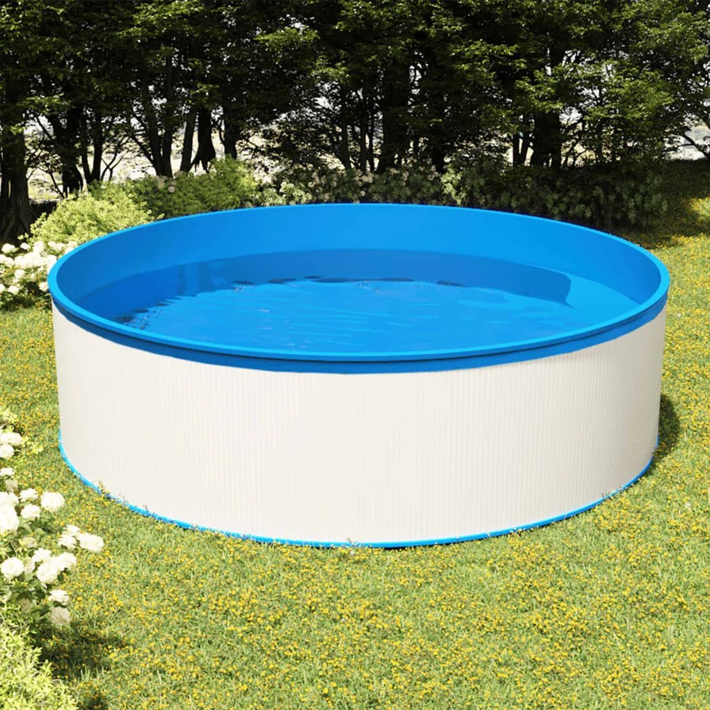 Fehér merülőmedence szkimmerrel és szivattyúval 350 x 90 cm