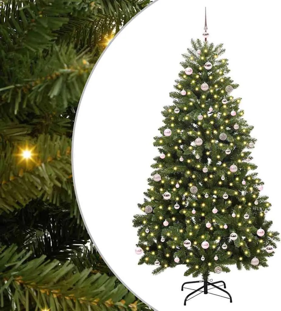 vidaXL Mű karácsonyfa 300 LED-del Zöld 240 cm PVC és fém