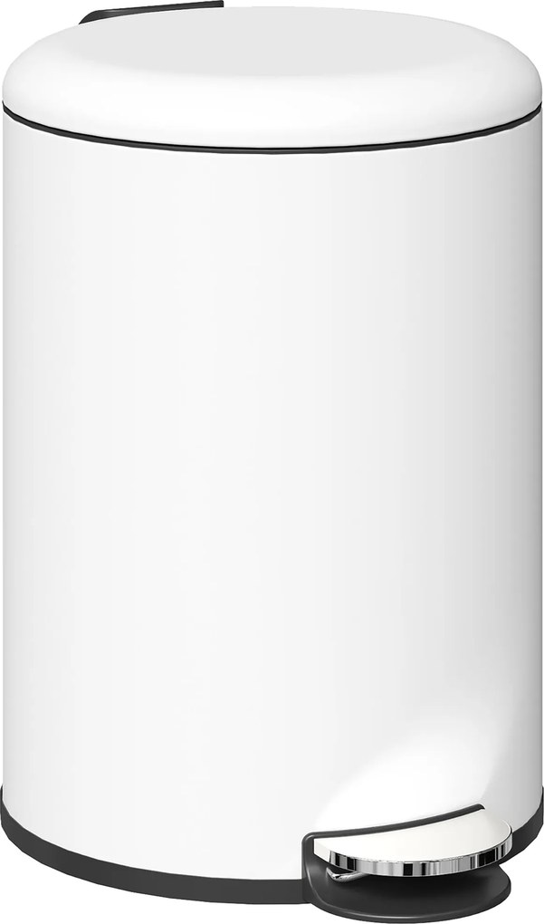 HOMCOM 20 L-es Pedálos Kukás, Lassan Záródó Fedéllel, Belső Vödörrel, Nappalira, Irodába, Fém, Tejfehér, 36 x 30 x 44.5 cm | Aosom