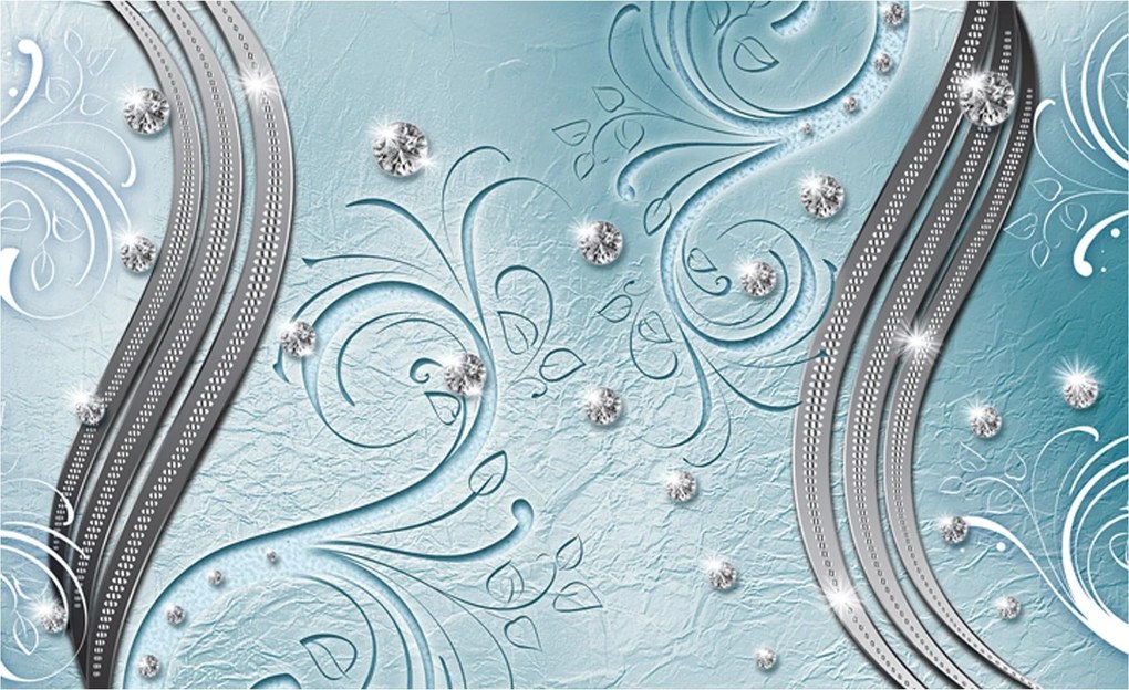 Tapéta Absztrakt gyémánt csillogás kék ezüst modern 200x140 +ragasztó