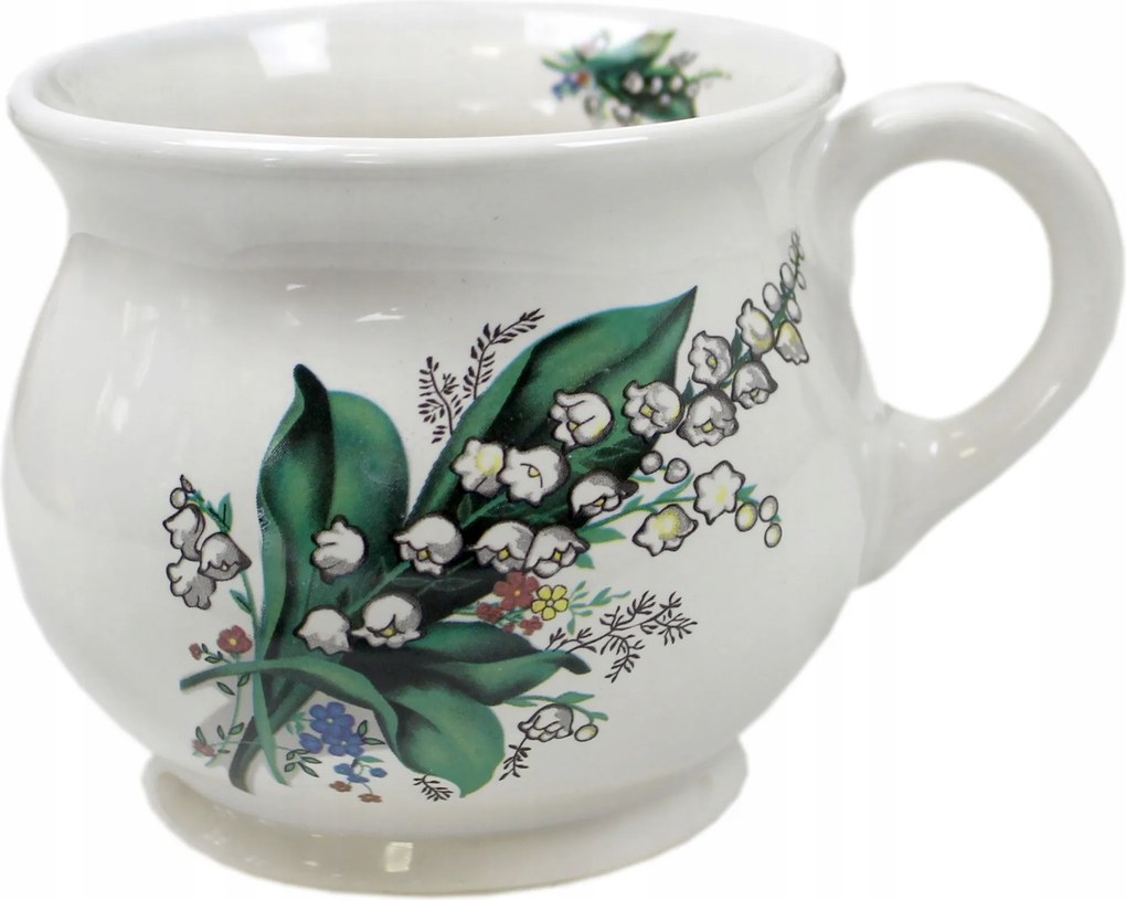 0,35 l-es kerámia bögre gyöngyvirág motívummal díszítve