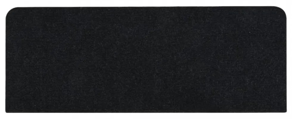 15 db fekete öntapadó lépcsőszőnyeg 65x24,5x3,5 cm