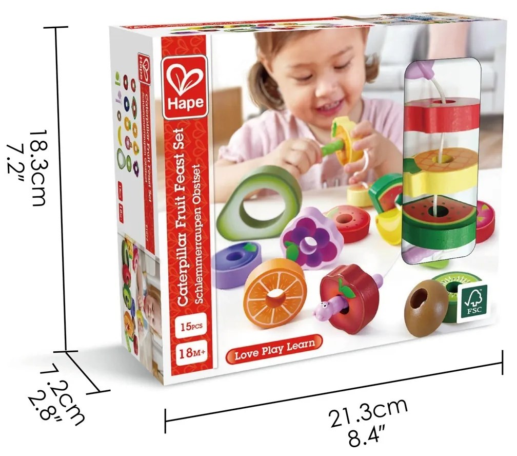 Hape játékkészlet - Gyümölcslakoma hernyókkal