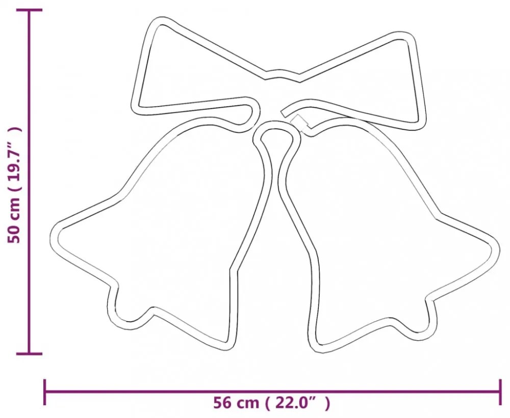 2 db karácsonyi harangok gyertya 72 LED-del 50x56 cm