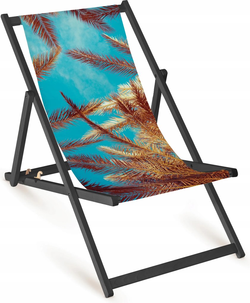 Kerti Napozóágy Nyárra pálmafa mintával Összecsukható Fa Strand Napozóágy