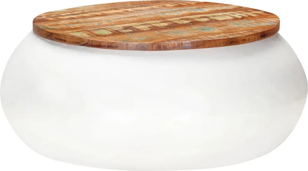 vidaXL fehér tömör újrahasznosított fa dohányzóasztal 68 x 68 x 30 cm