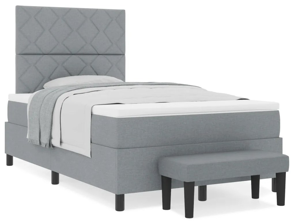 Boxspring ágy matraccal és padlós lámpával Szürke 120x200 cm Szövet
