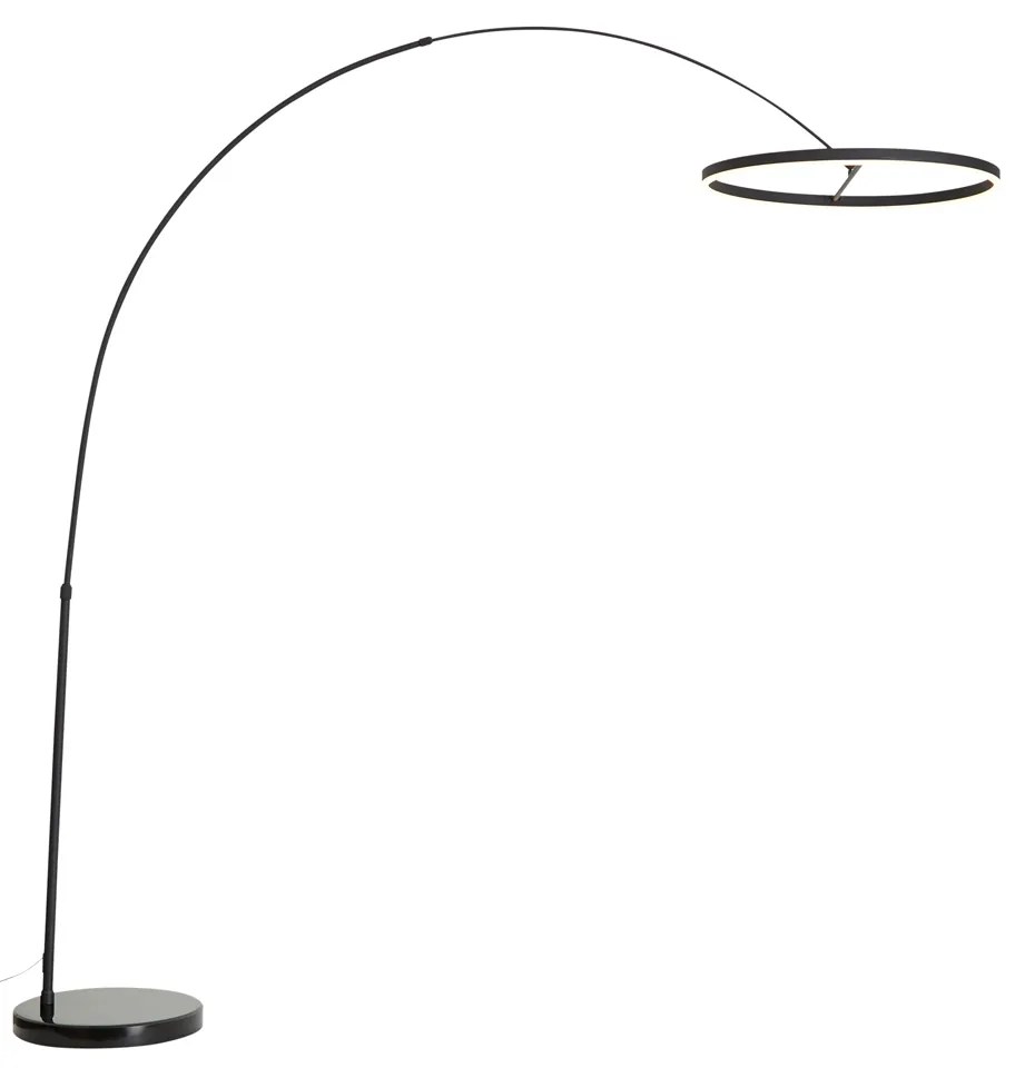 Design íves állólámpa fekete, LED-del, 3 lépésben dimmelhető - Anello