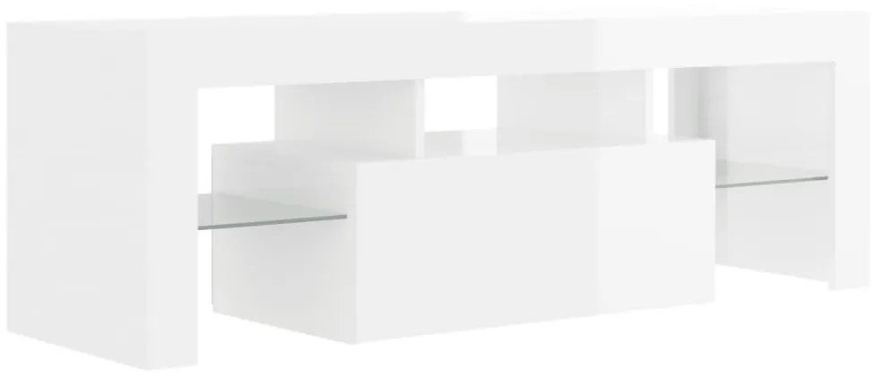 magasfényű fehér TV-szekrény LED-lámpákkal 120 x 35 x 40 cm