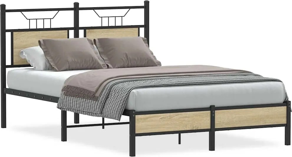 vidaXL sonoma tölgy színű szerelt fa ágykeret matrac nélkül 120x190 cm