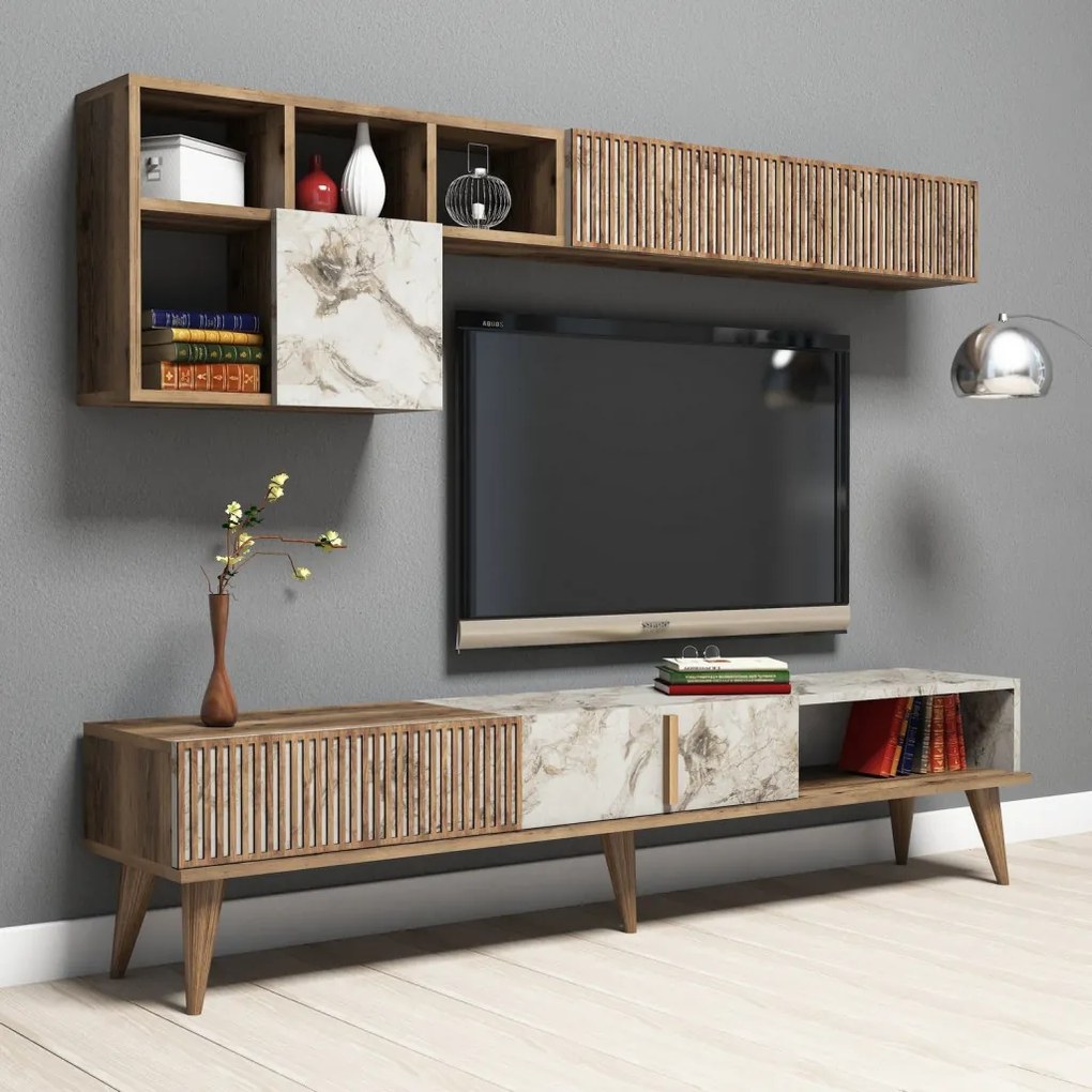 Milan - Walnut, White Marble
