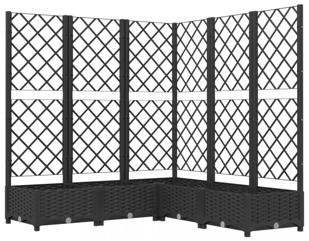 fekete polipropilén rácsos kerti ültetőláda 120 x 120 x 121,5cm