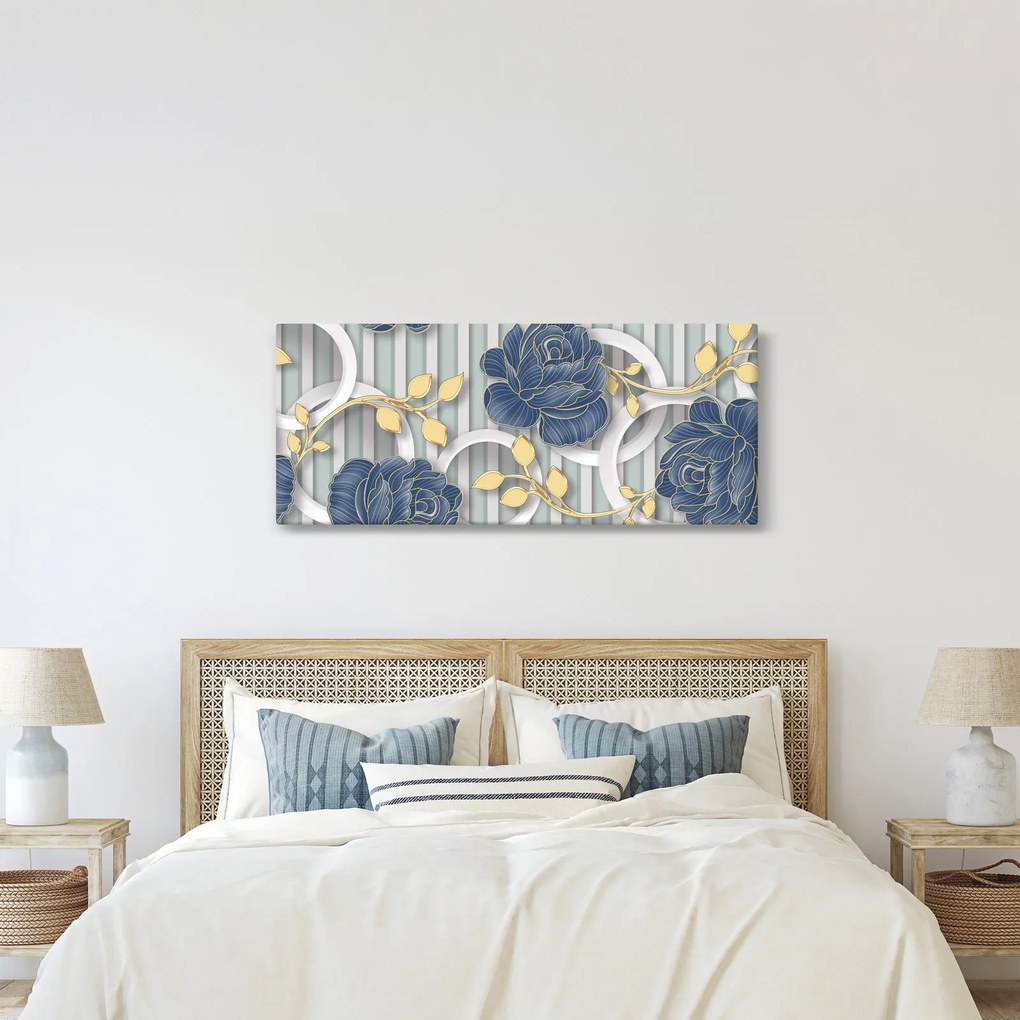 Kép - Rózsák és körök (120x50 cm)