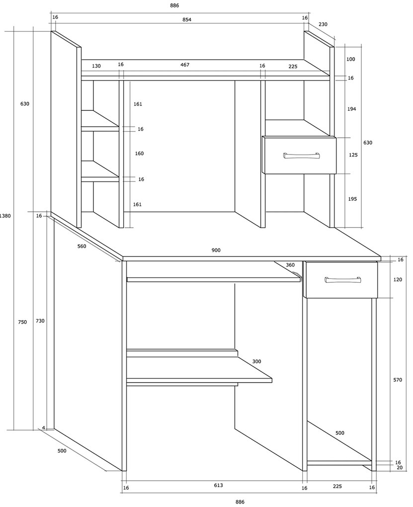 Számítógépasztal Kuba Max. 746803