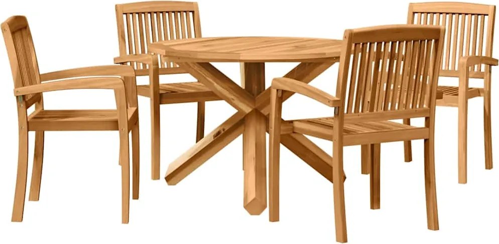 vidaXL Kert étkező szett 3 pcs Barna Tömör akácfa