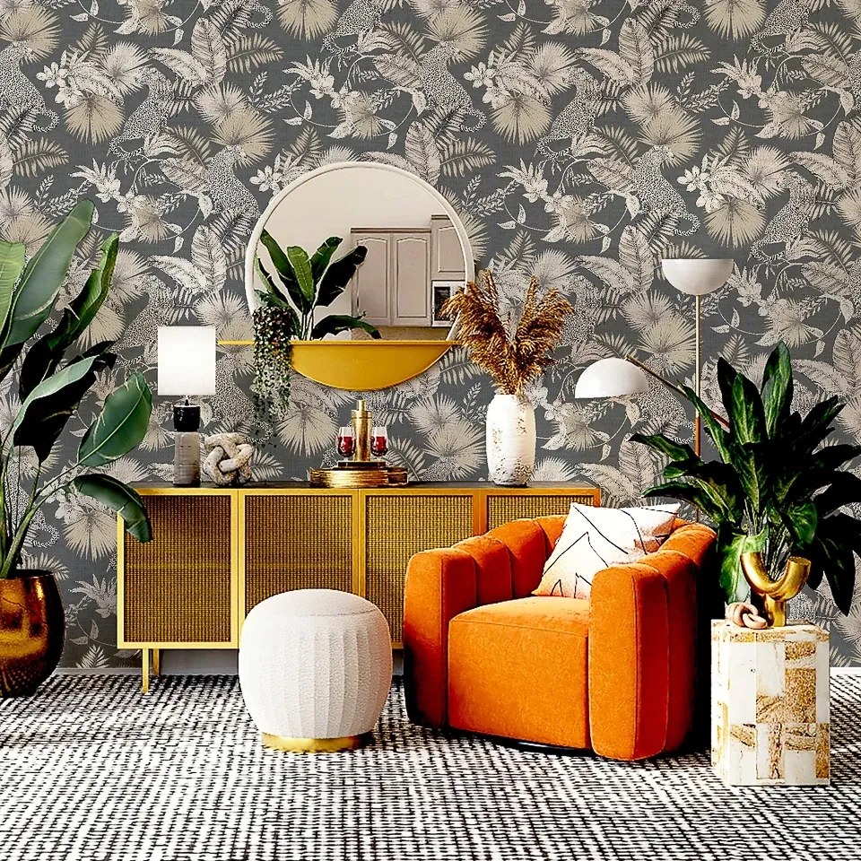 Arthouse Signature 2 Tropical Leopard bézs-szürke leopárdmintás papír tapéta – 909408