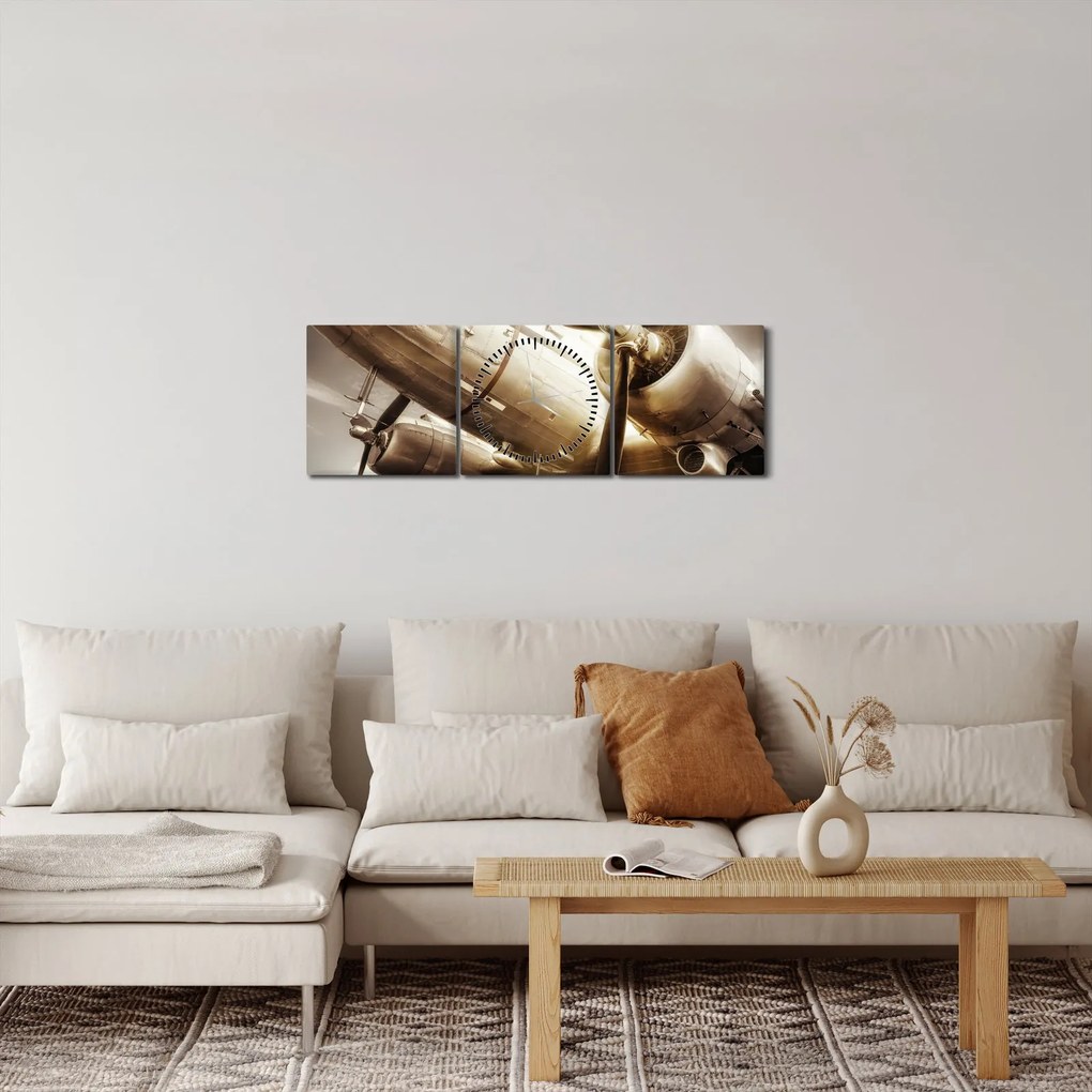 Egy repülőgép képe (órával) (90x30 cm)