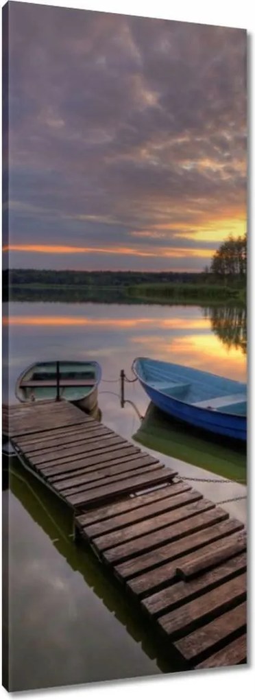 Vászonkép 40x100 Naplemente tó