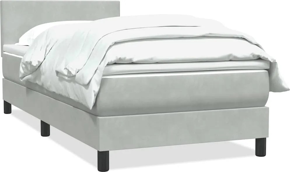 vidaXL világosszürke bársony rugós ágy matraccal 90x210 cm