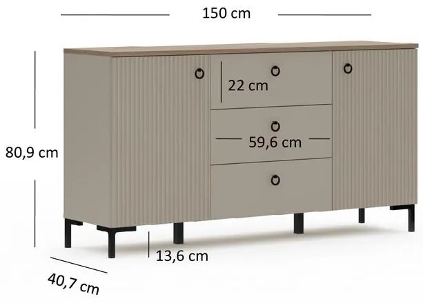 Komód Demandaron 4 (taupe + silverjack tölgy) . 1116812