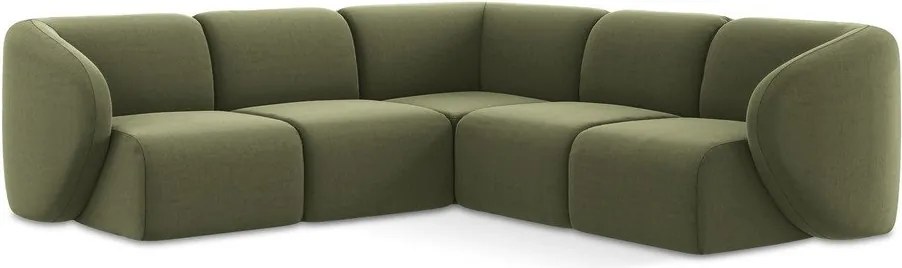 Zöld bársony sarokkanapé Lani – Makamii