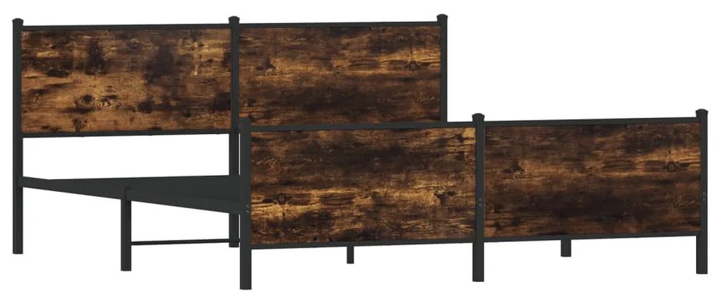 füstös tölgy színű fém ágykeret matrac nélkül 183 x 213 cm
