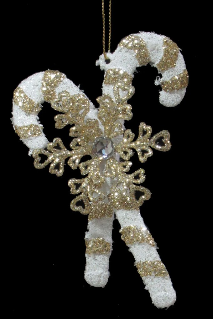 Fehér arany karácsonyi nyalóka dísz 11cm