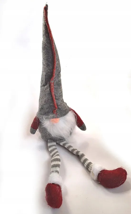 Ülő manó 25cm-es manó figura karácsonyi dekoráció -szürke