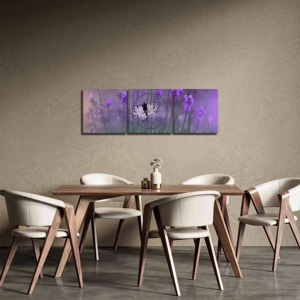 Kép - Pillangó a levendulán (órával) (90x30 cm)