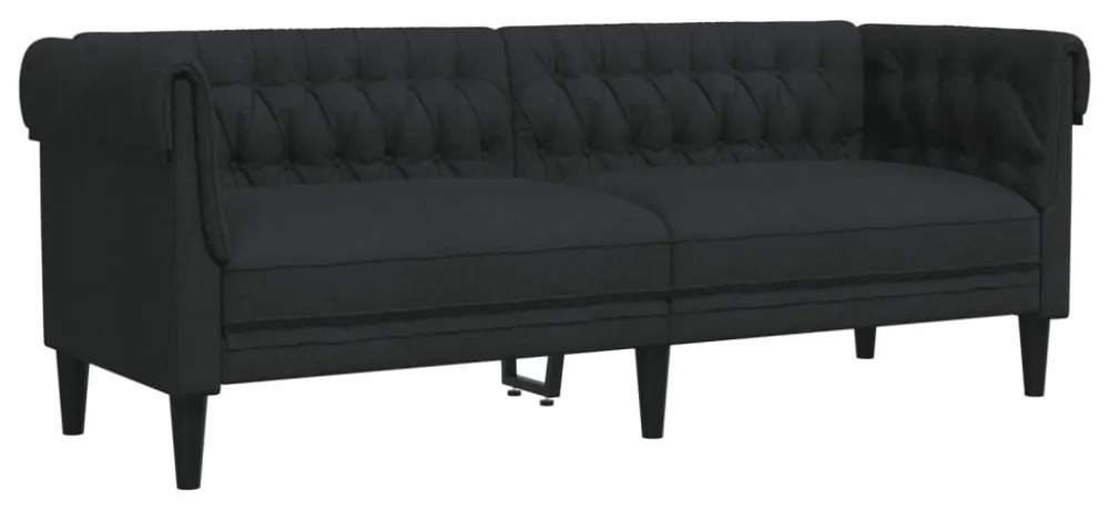 fekete 3 személyes szövet Chesterfield kanapé
