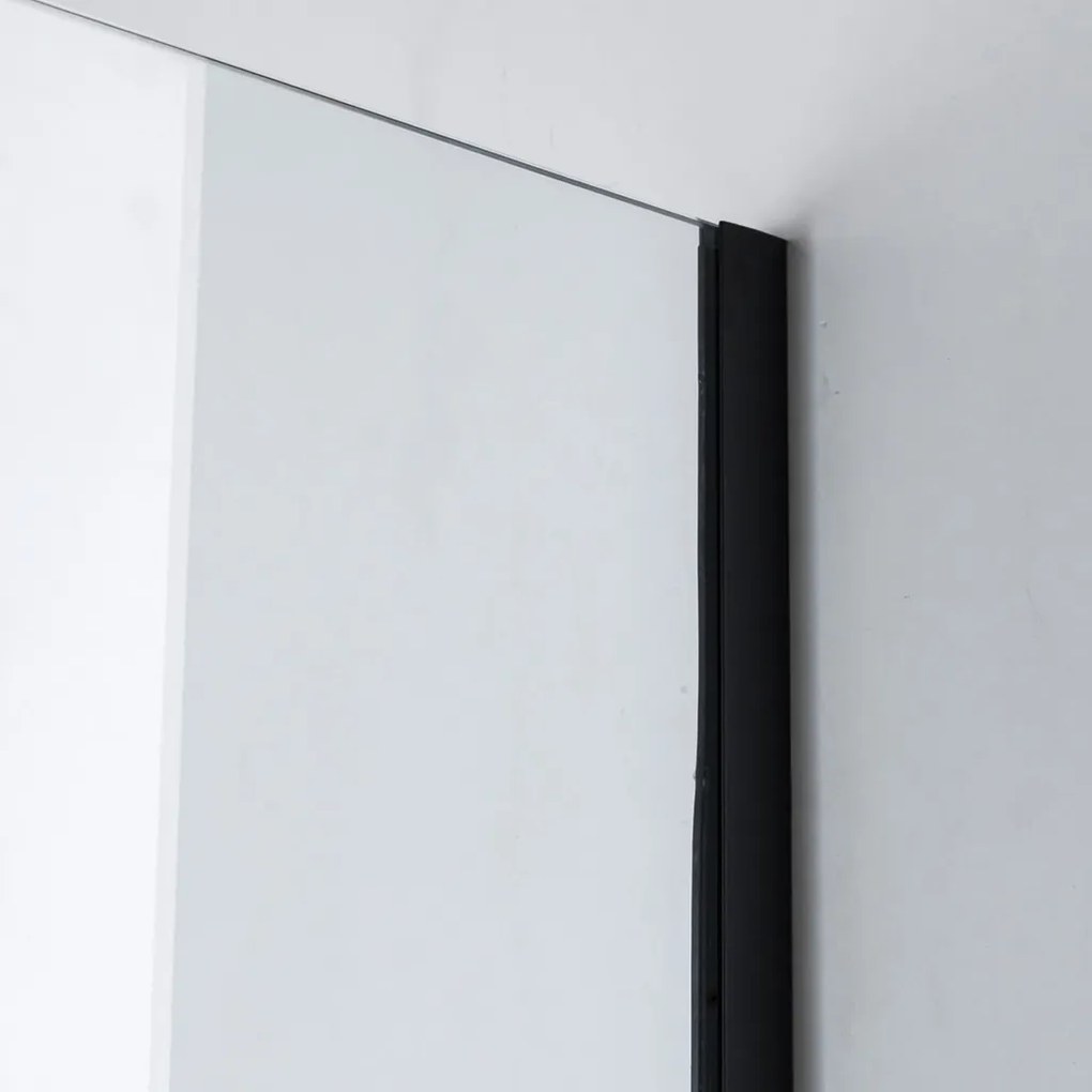 Stuxi Milano Easy Black Kombi Plus 1 Walk-in zuhanyfal, 70x130 cm, 8 mm vastag vízlepergető biztonsági üveggel, helytakarékos stabilizátorral, polccal