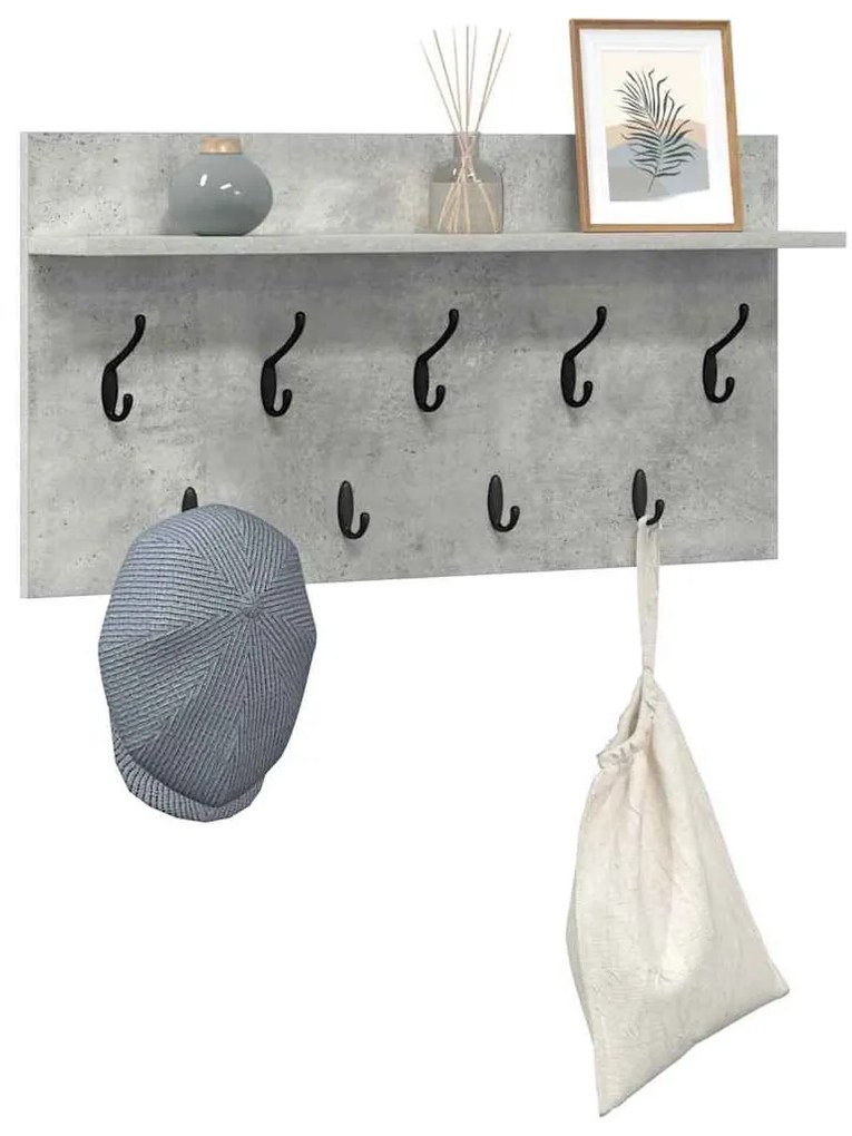 Fali Kabáthorog polcokkal Beton szürke 80 x 40 x 12 cm Faanyag