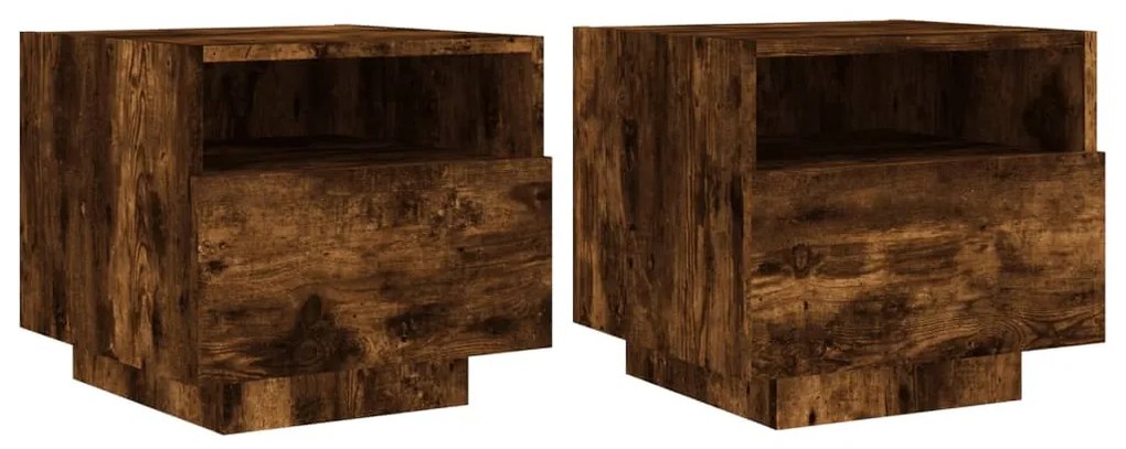 2 db sonoma tölgy színű éjjeliszekrény LED-ekkel 40x39x37 cm