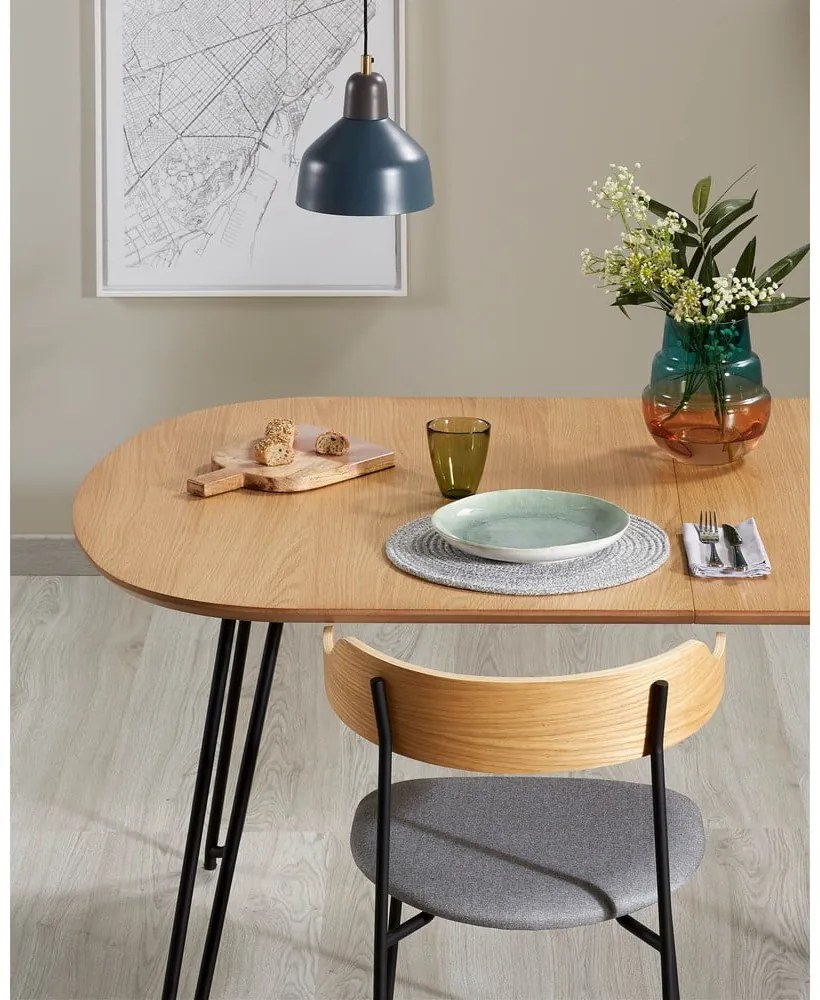 Natúr színű bővíthető étkezőasztal tölgyfa dekorral 90x140 cm Novac – Kave Home