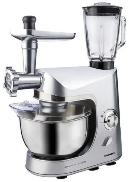 Daewoo multifunkciós konyhai robotgép húsdarálóval és turmixgéppel, 1200 W, Ezüst, DSX-5055