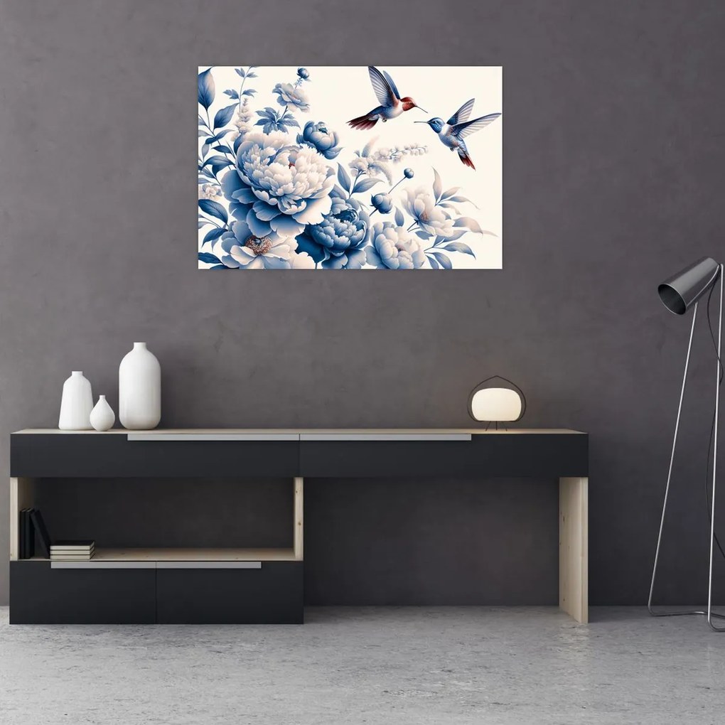 Kép - Kolibrik a virág felett (90x60 cm)