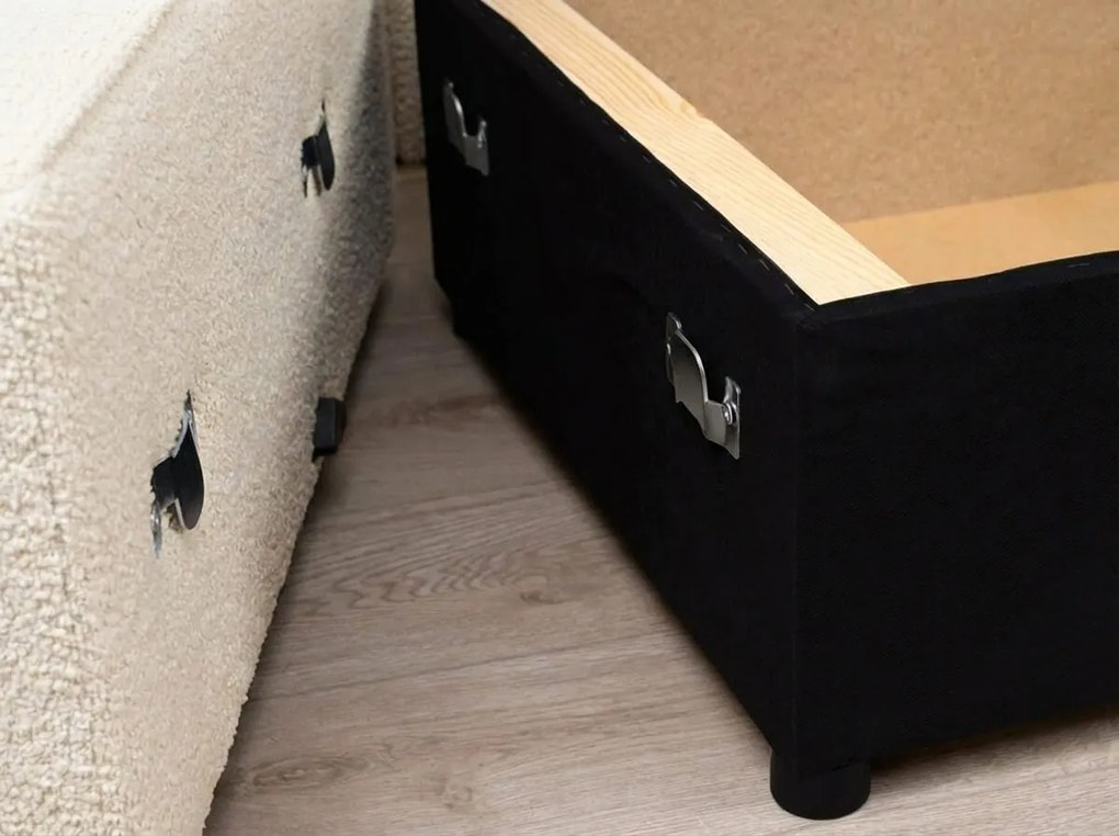 Kinyitható kétoldalú L alakú ülőgarnitúra SMART BOUCLE 232x143 cm, sötét bézs